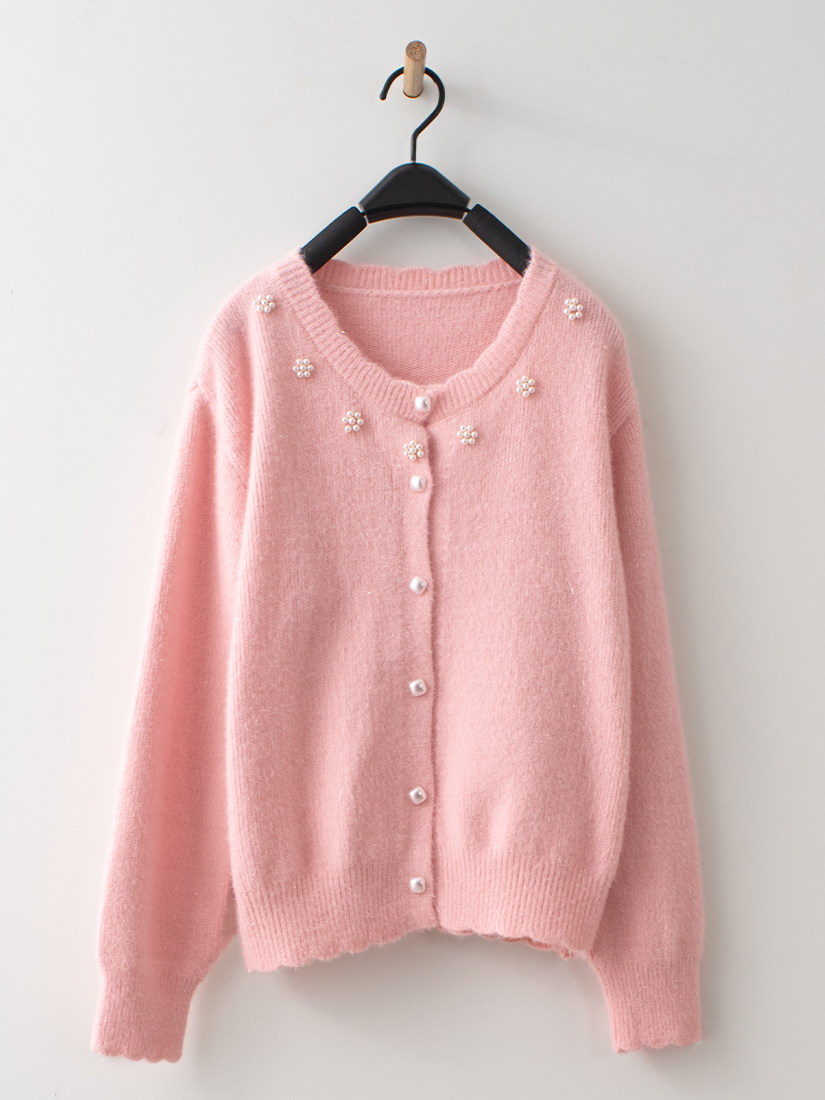 千金風珍珠小花金蔥針織外套