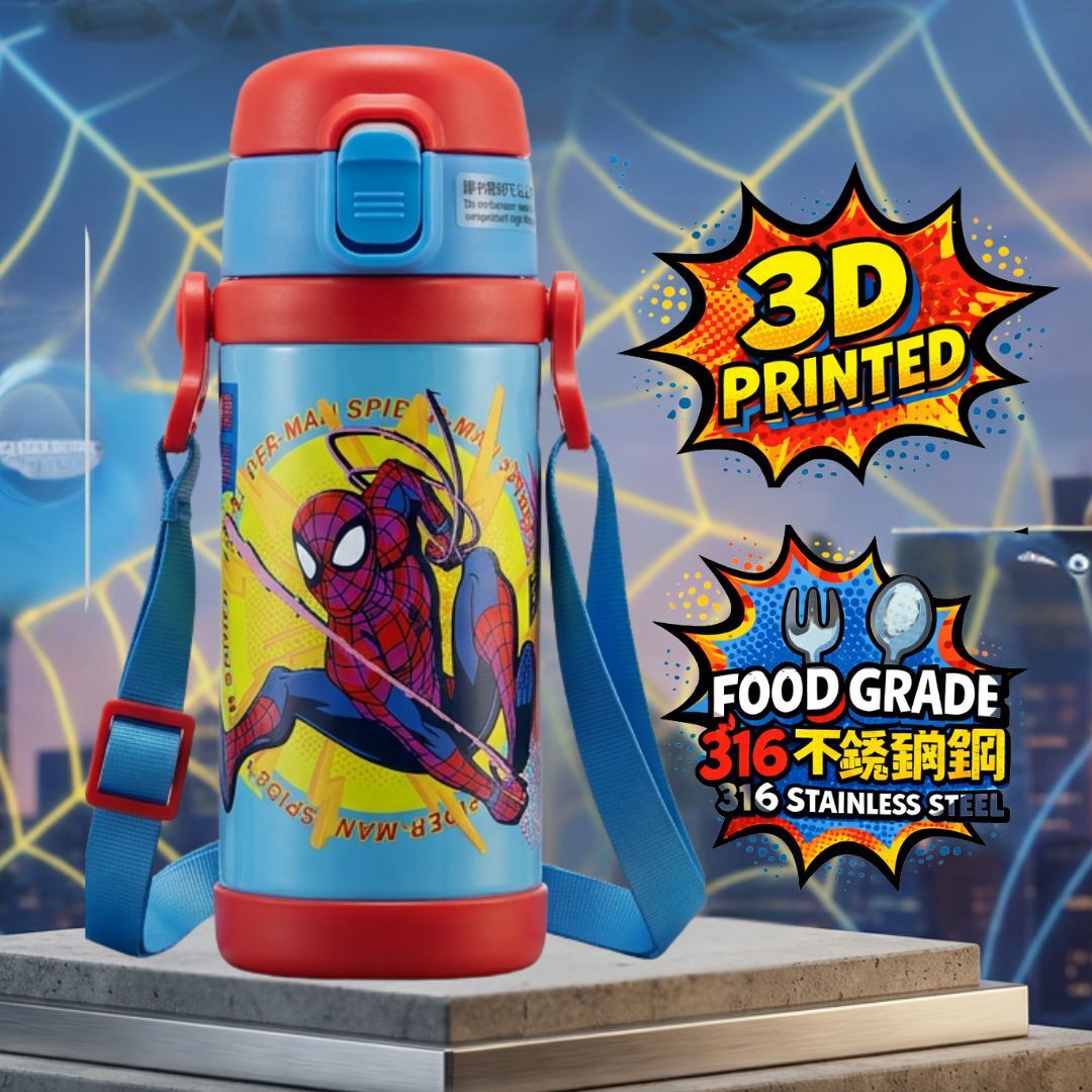 迪士尼蜘蛛俠- 兒童真空冷熱保溫杯-340ml(連飲管)