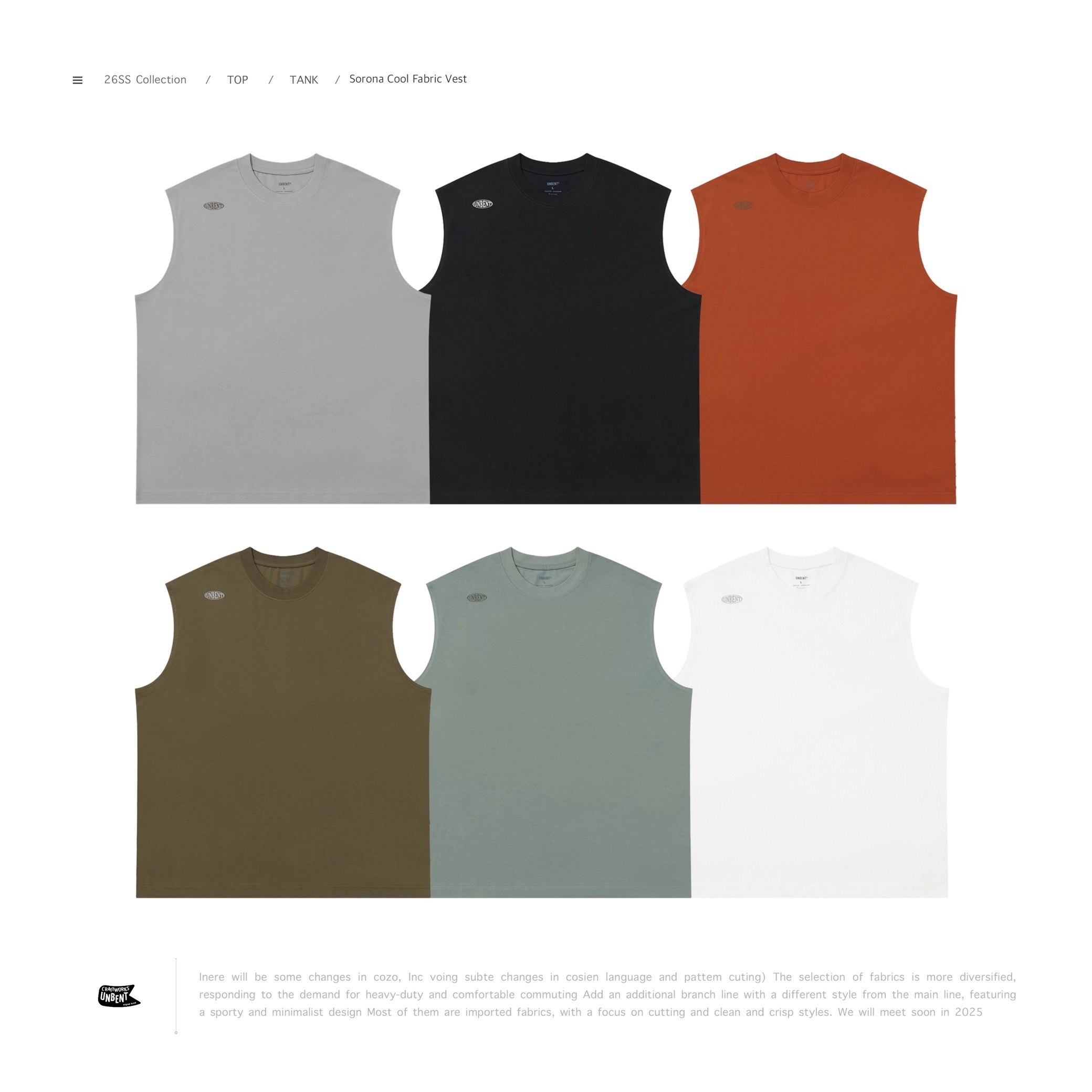 UNBENT® - 24SS Sorona Cool Fabric Vest " SCV-24SS "