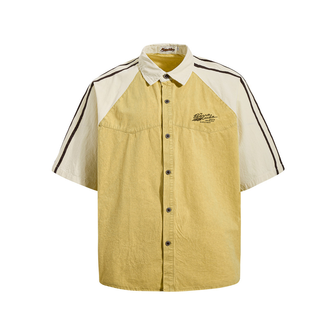 Raglan復古撞色棒球襯衫