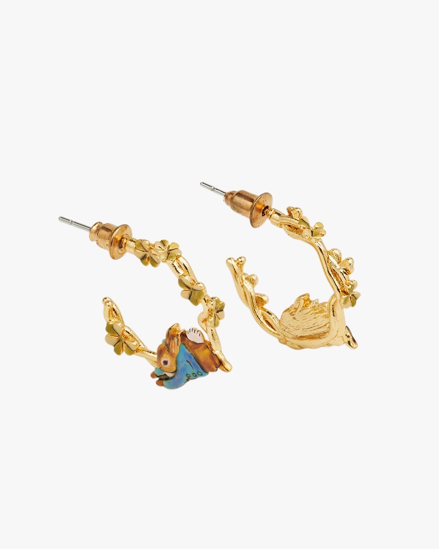 英國代購-Fable England x Peter Rabbit Jumping Clover Hoop Earrings
