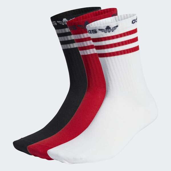 Adidas 愛迪達 Crew Sock 3pp IM2070 中筒襪 黑紅白 3 雙入 撞色 柔軟
