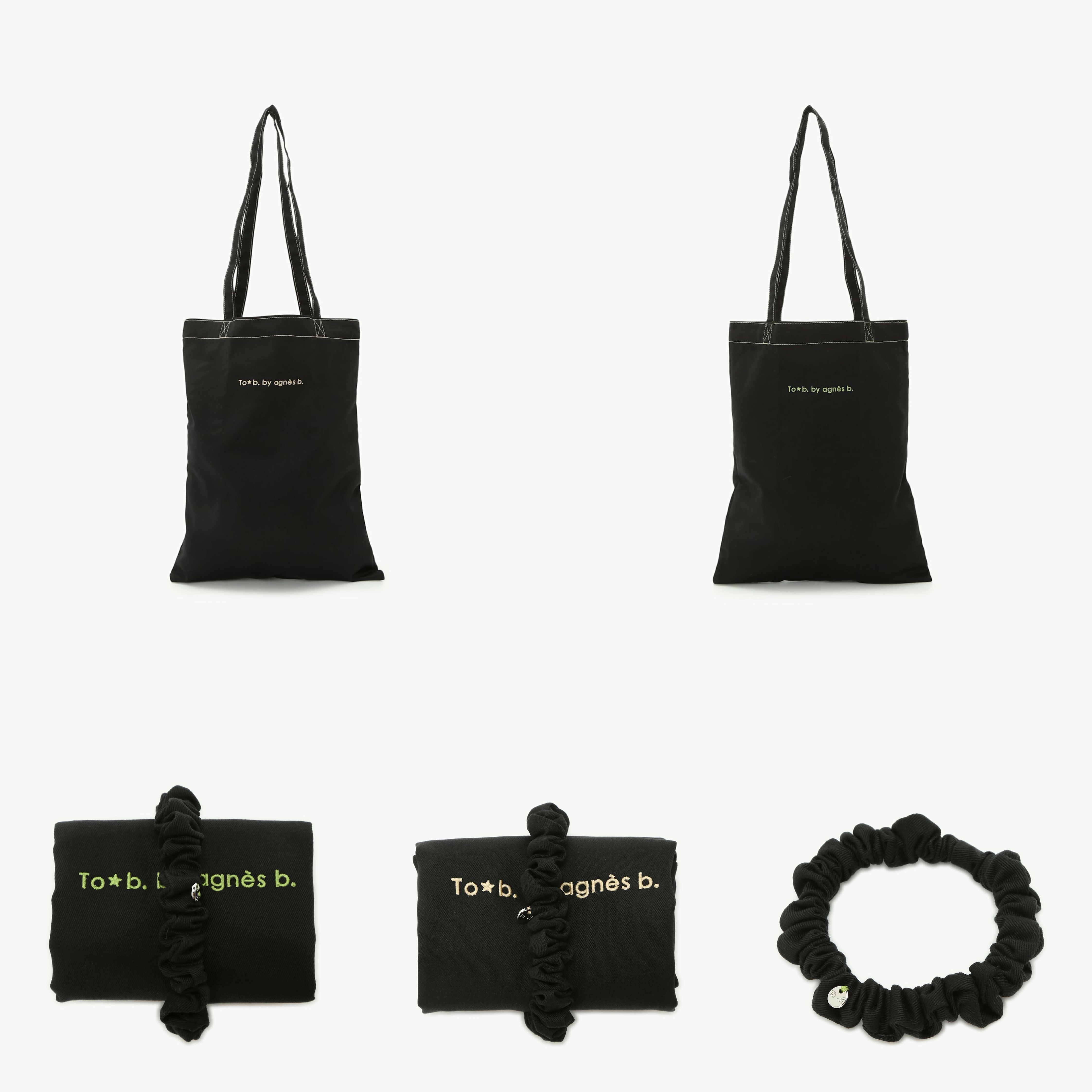 JP To b. by agnes b. 刺繡Logo  Tote Bag+髮圈
