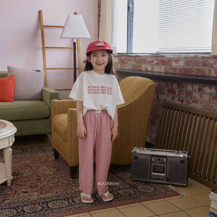 正韓夏BLACKBEAN 嫩嬰/小童兩色小格子直筒褲