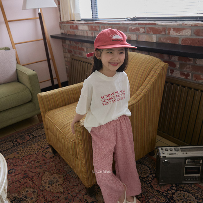 正韓夏BLACKBEAN 嫩嬰/小童兩色小格子直筒褲