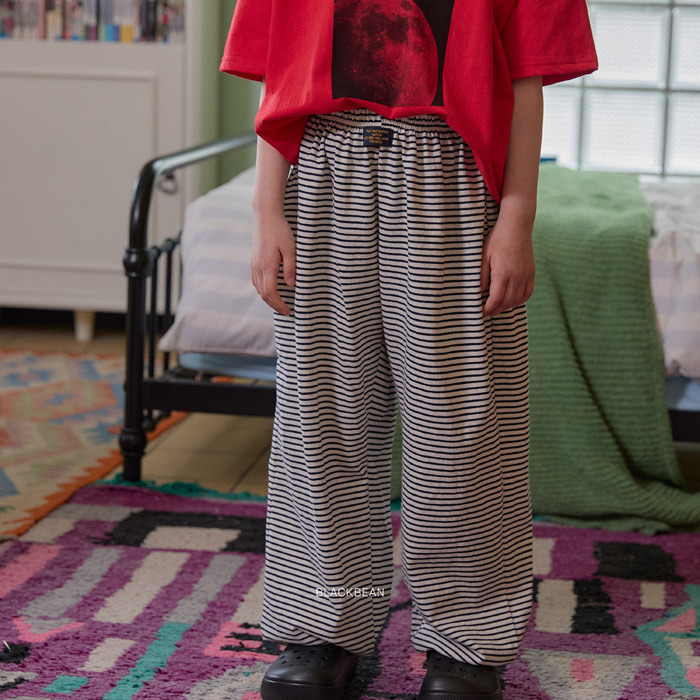 正韓夏BLACKBEAN 嫩嬰/小童兩色日常條紋縮口褲