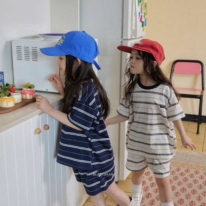 正韓夏BLACKBEAN 嫩嬰/小童兩色日系條紋套裝