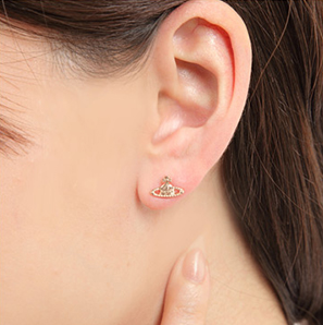 LYS01487 Vivienne Westwood 經典土星玫瑰金耳環