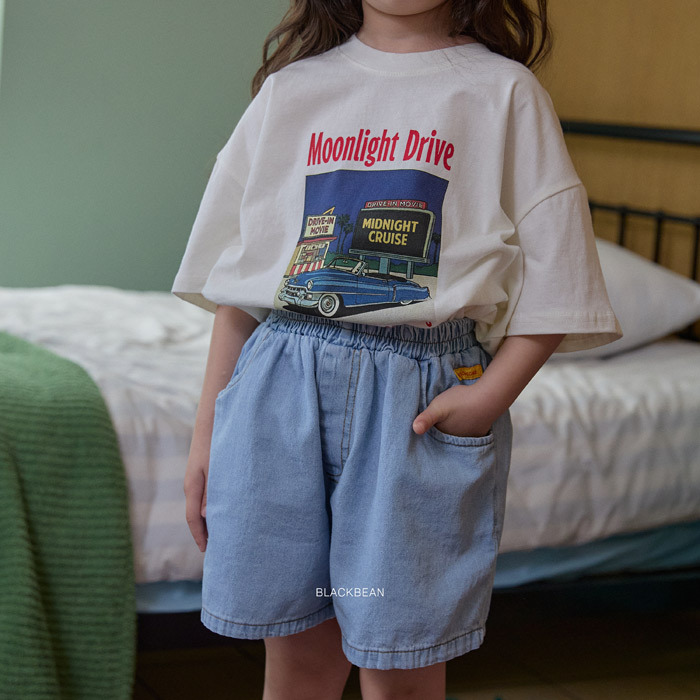 正韓夏BLACKBEAN 嫩嬰/小童兩色布標牛仔短褲