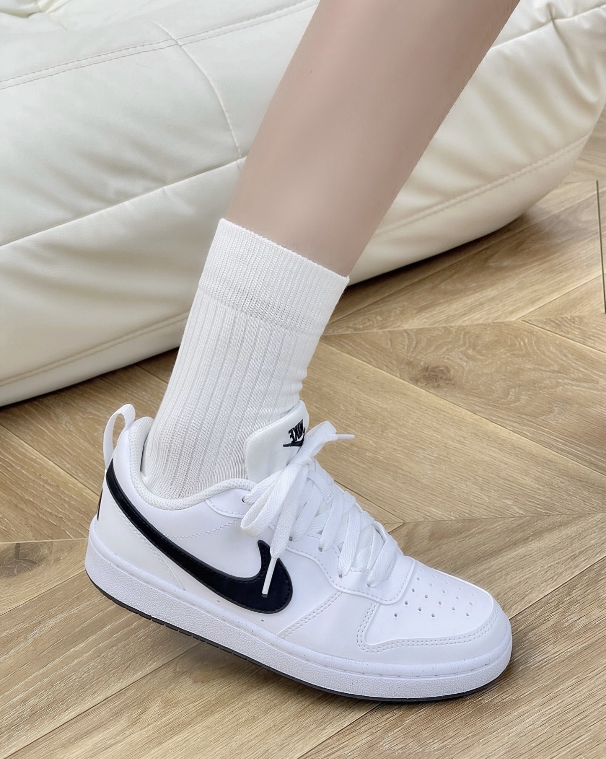 大童鞋 女生尺寸 NIKE COURT BOROUGH LOW RECRAFT GS 黑白 經典 皮革 休閒鞋【DV5456-104】