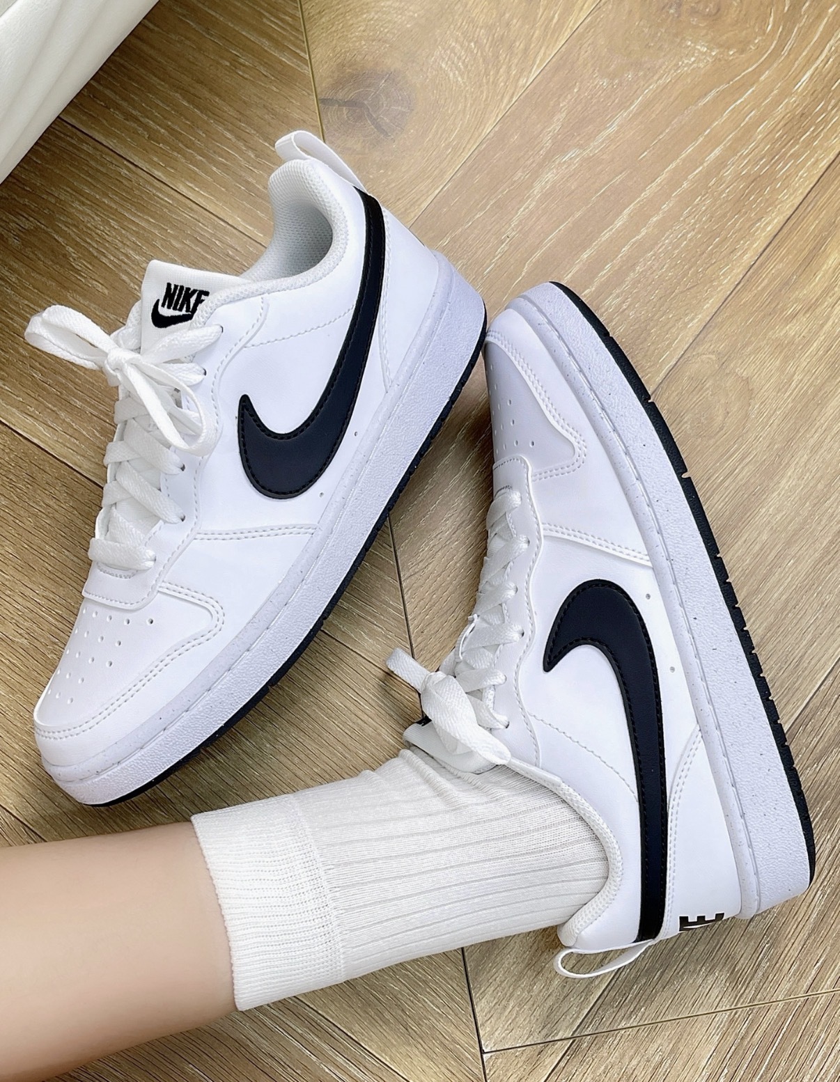 大童鞋 女生尺寸 NIKE COURT BOROUGH LOW RECRAFT GS 黑白 經典 皮革 休閒鞋【DV5456-104】
