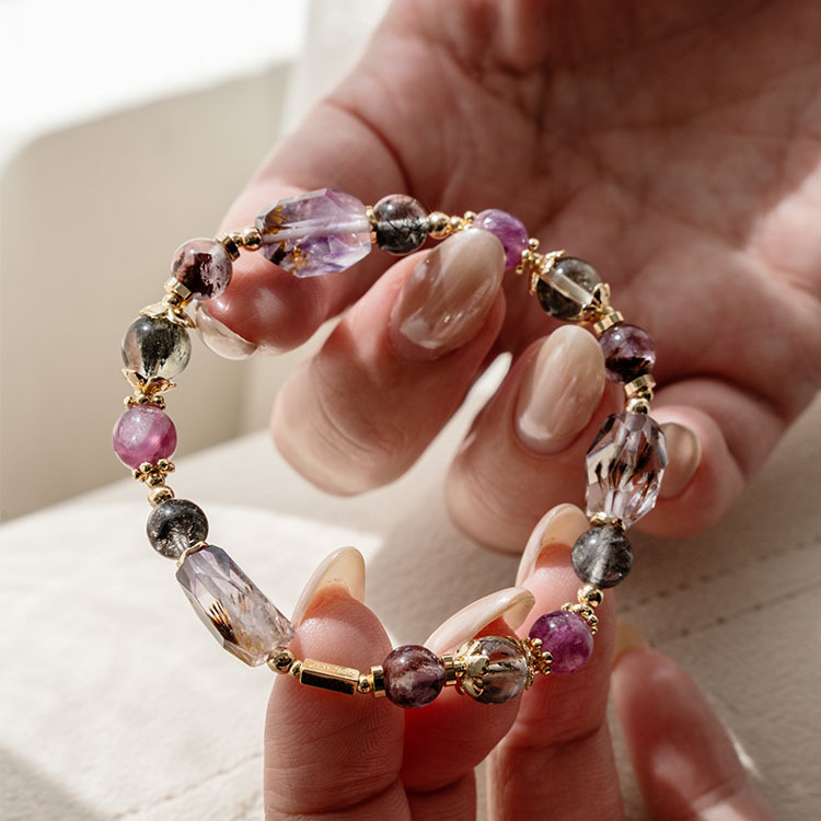 不要勉強努力：紫鈦晶｜蕾絲黑髮晶｜紫幽靈｜黑極光｜紫祖母晶