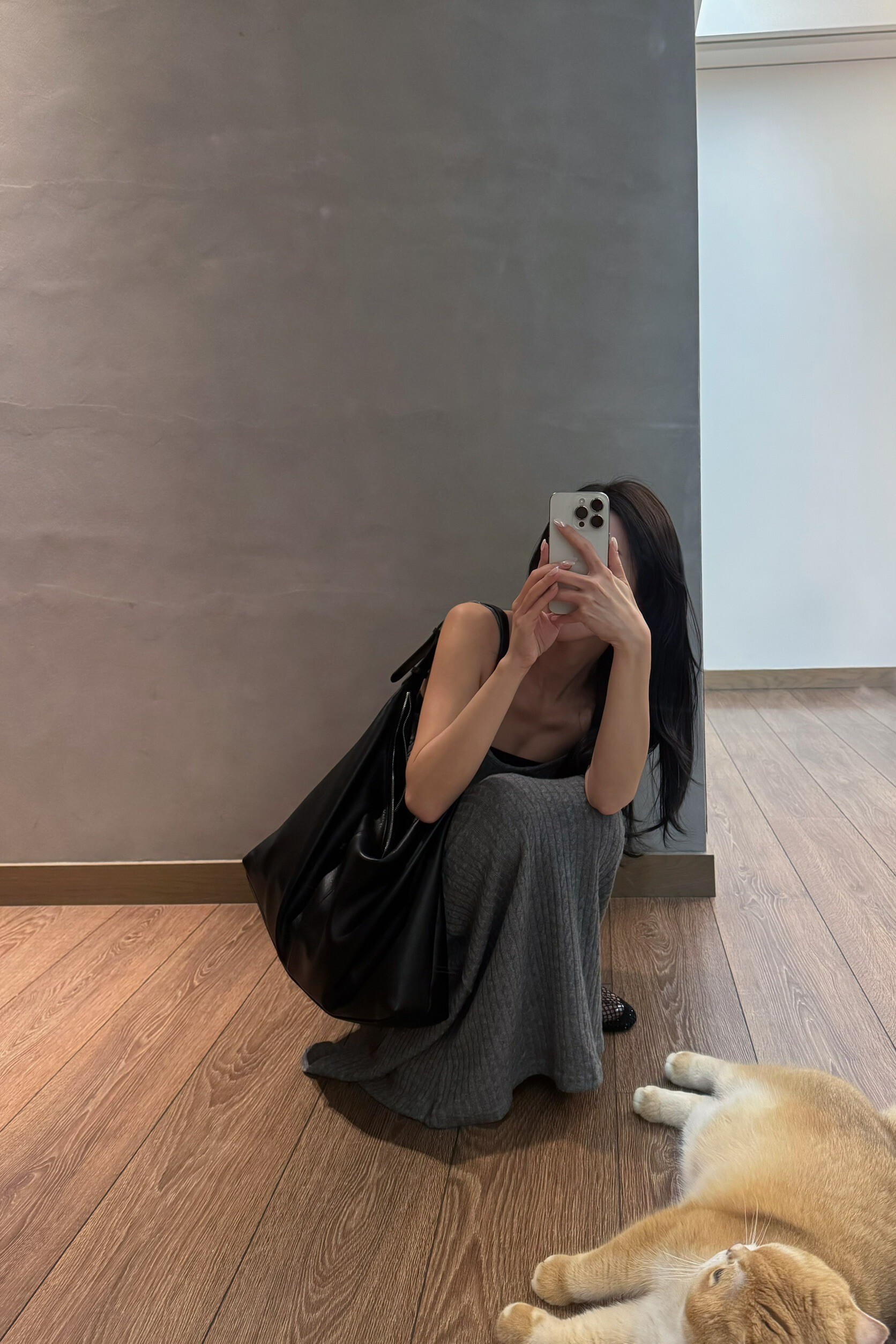 #AM58 本次必收麻花長洋裝(黑/灰)