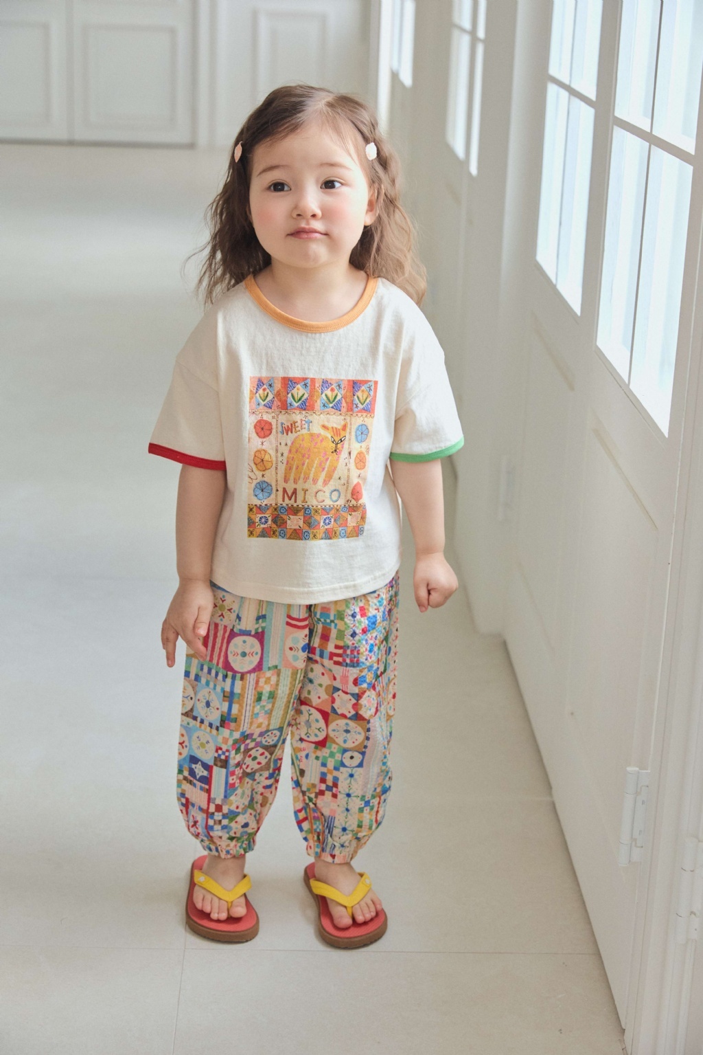 正韓夏mimico 多彩圖騰長褲