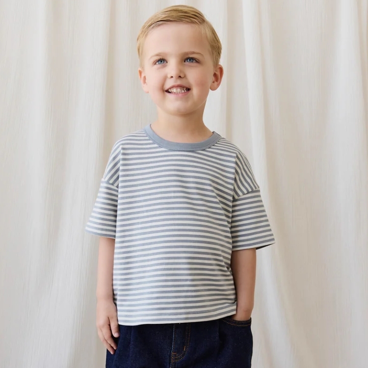 （預購）JAMIEKAY 條紋上衣 Pima Cotton Wesley Tee - Narrow Stripe Dawn/Cloud