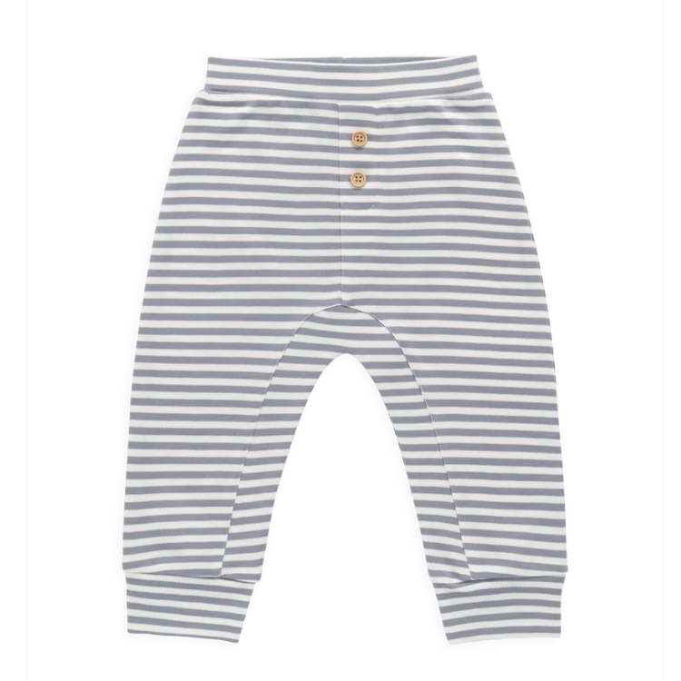 （預購）JAMIEKAY 雙釦裝飾條紋長褲 Pima Cotton Wesley Pant - Narrow Stripe Dawn/Cloud