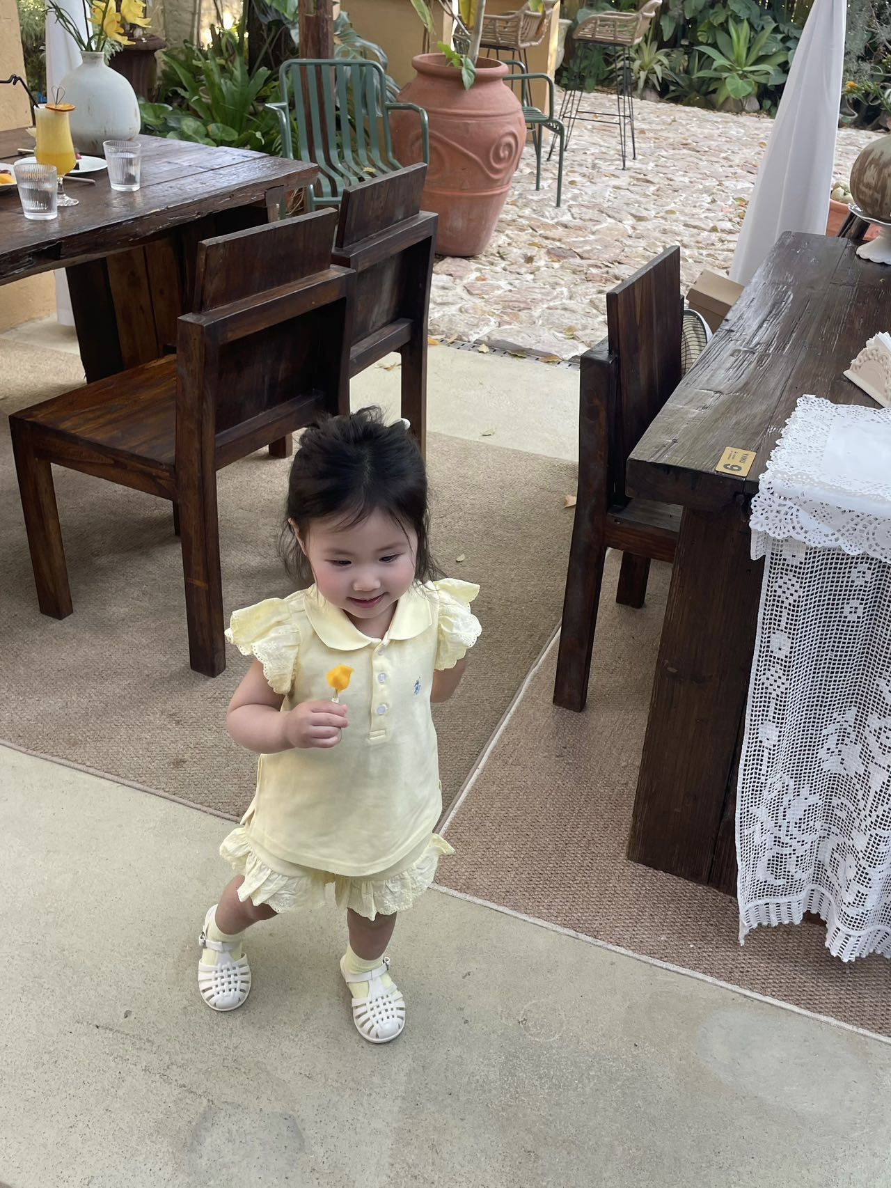 𝐏𝐨𝐥𝐨 黃色通花飛鼠袖套裝