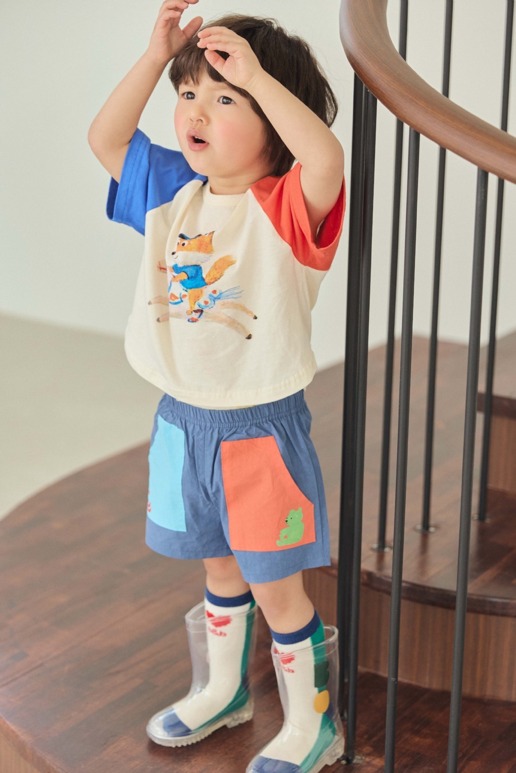 正韓夏mimico 兩色拼色口袋短褲