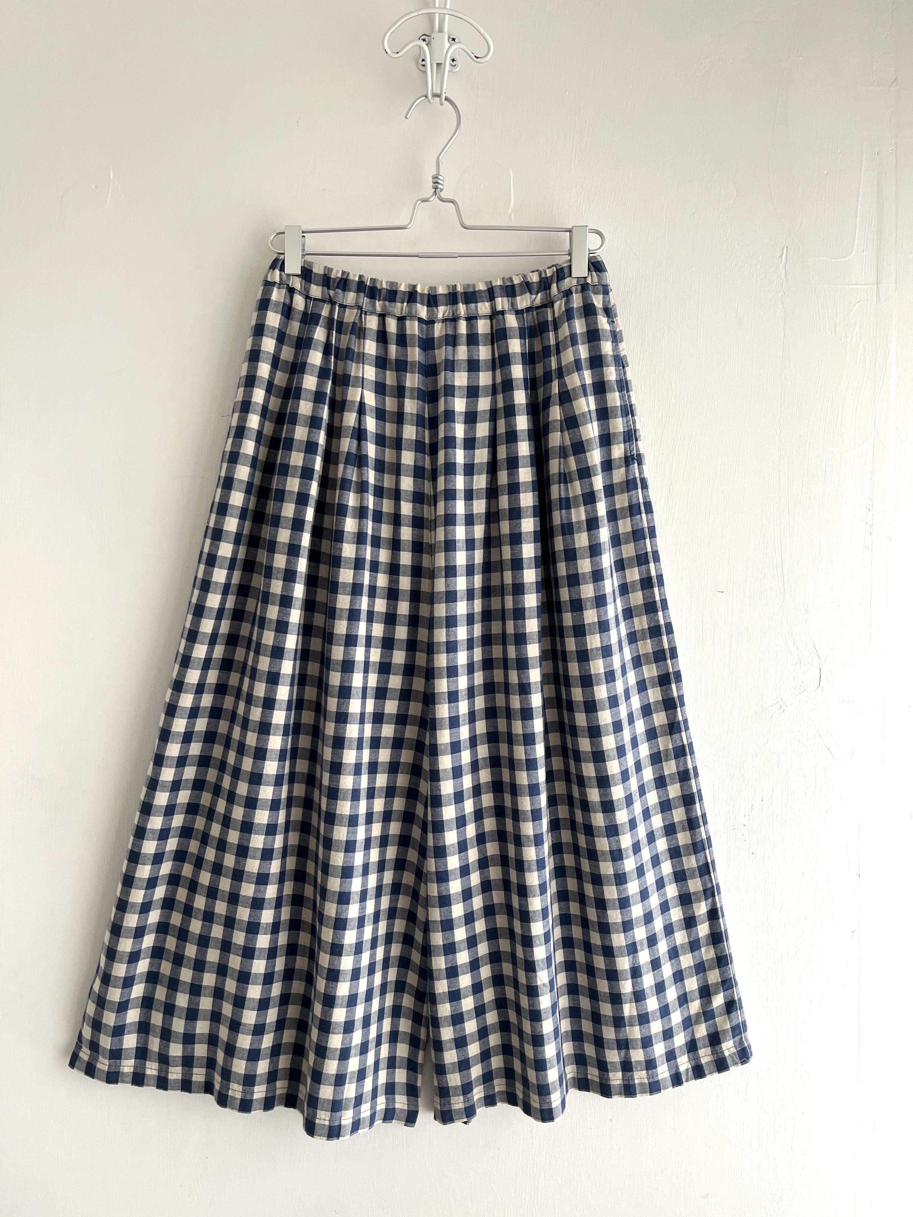 HEAVENLY藍色格仔全橡筋裙褲