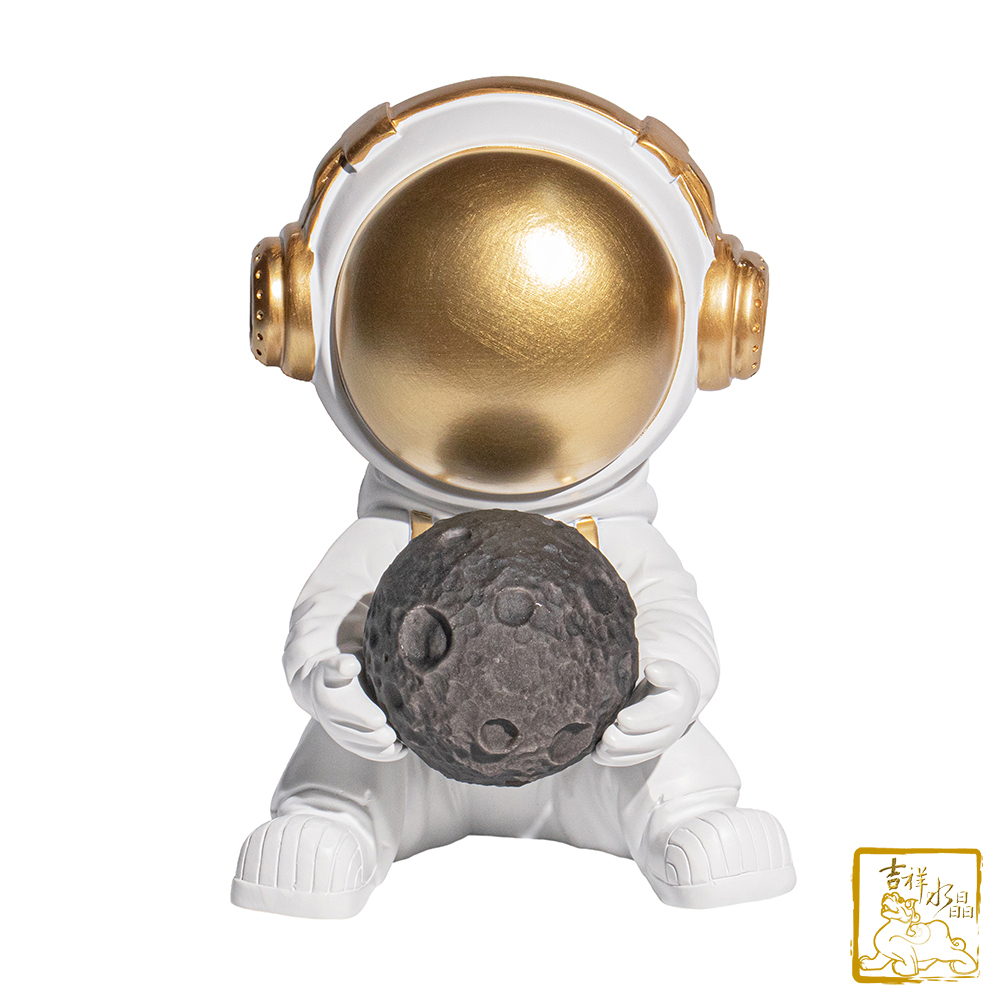 銀沙黑曜石月球 直徑7cm 消除負能量 附贈太空人底座