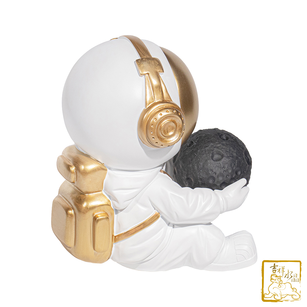 銀沙黑曜石月球 直徑7cm 消除負能量 附贈太空人底座