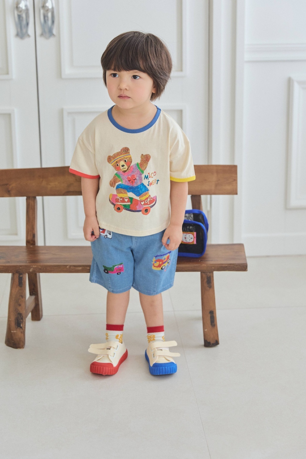 正韓夏mimico 兩色軟糖熊熊/車車短褲