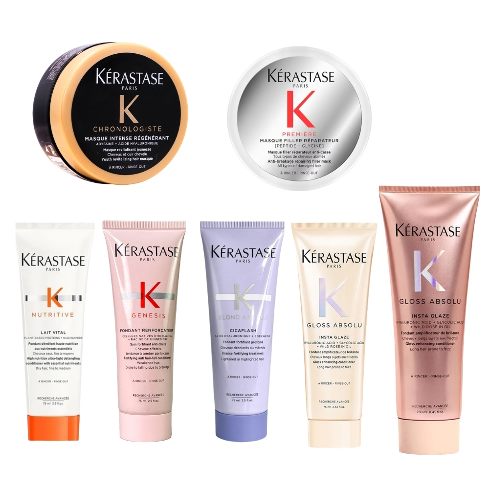 KERASTASE 卡詩 黑鑽極萃逆時髮膜/燦金絕色玻尿酸水光髮膜/粉漾芯生護髮乳/皇家鳶尾滋養髮乳/釉光香頌/白鑽胜太重建 75ml