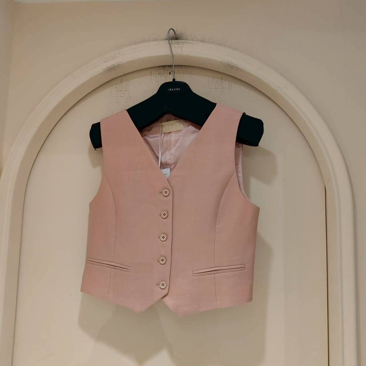 iBlues 亞麻粉嫩西裝背心
