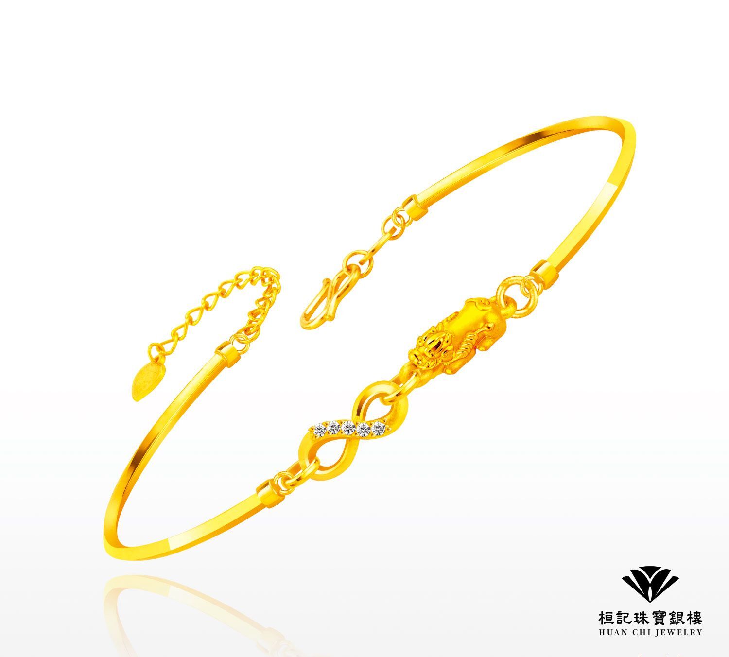 無限賺貔貅 素金手環