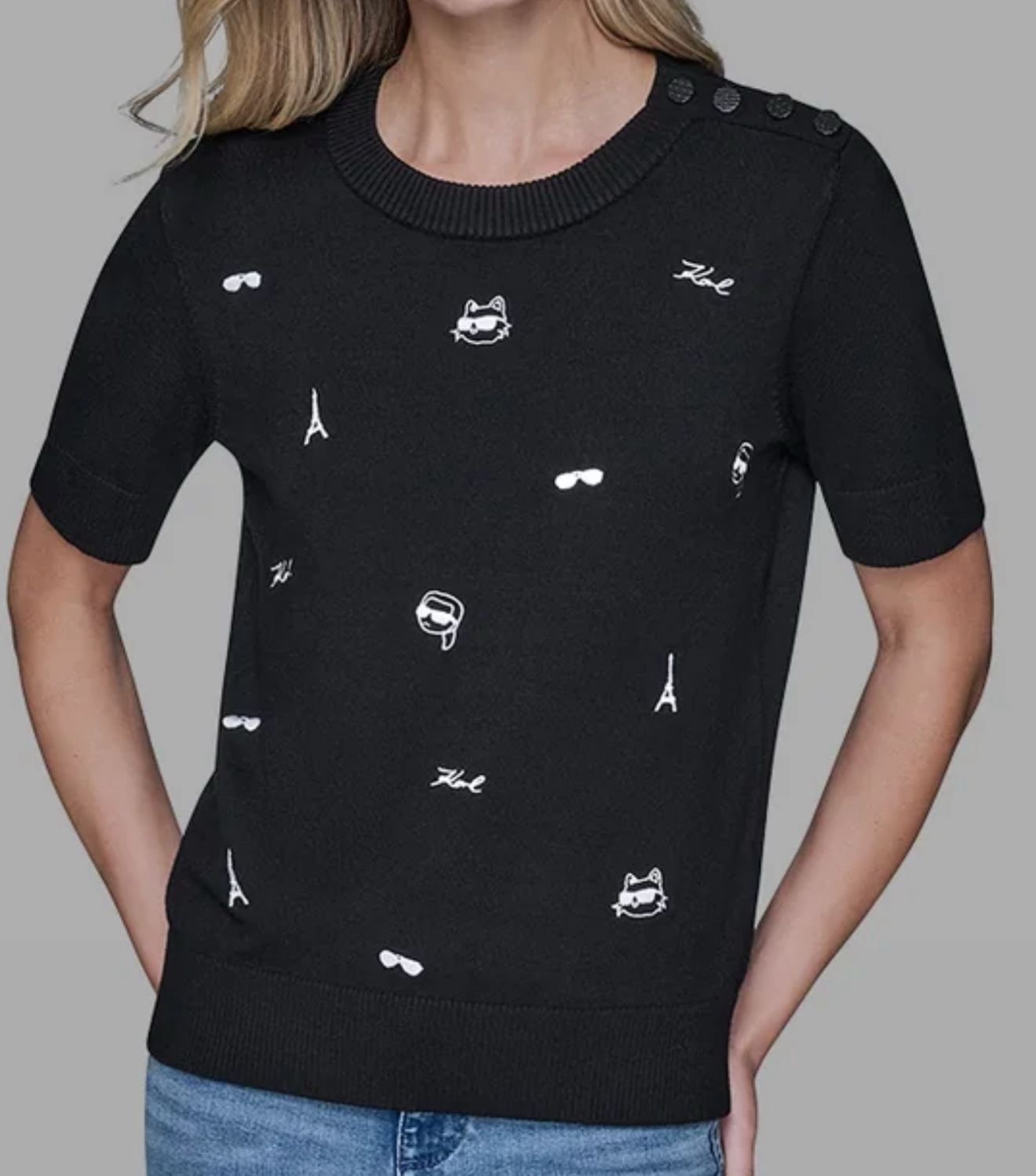 Karl Lagerfeld 刺繡針織上衣 Size M KL321