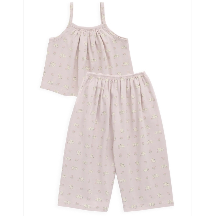 （預購）JAMIEKAY 貓與花印花背心長褲套裝 Organic Cotton Viola Pyjama Set - Moon Floral Mauve