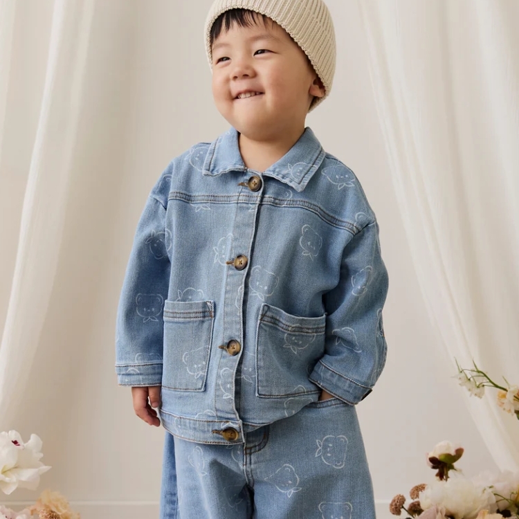 （預購）JAMIEKAY 領結小熊牛仔外套 Axel Jacket - Bowie Bear Denim