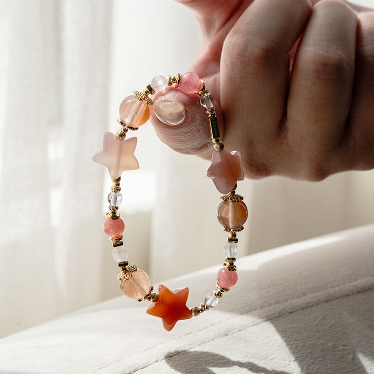 期盼的生活：緋紅瑪瑙｜紅紋石｜粉兔毛 ｜拉絲紫鋰輝｜紫水晶