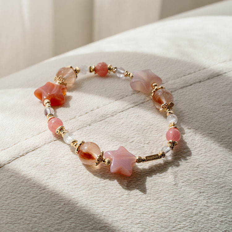 期盼的生活：緋紅瑪瑙｜紅紋石｜粉兔毛 ｜拉絲紫鋰輝｜紫水晶