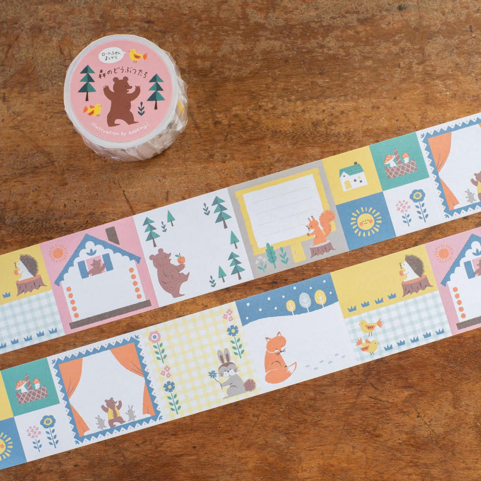 方形 捲式便利貼 | Mokuji「森林動物」 / 手紙社 / JAPAN