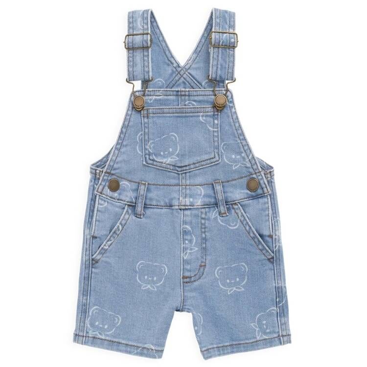 （預購）JAMIEKAY 領結小熊牛仔吊帶短褲 Fenix Short Overalls-Bowie Bear Denim