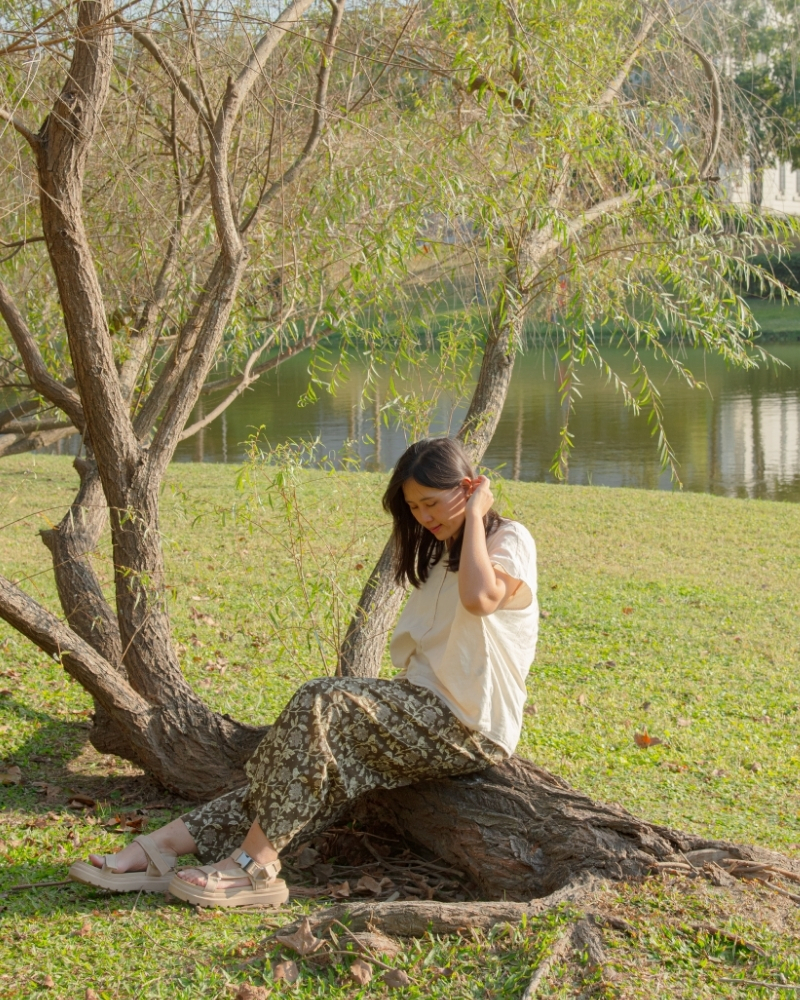 印度蓋染工藝純棉 長褲 - 木芙蓉