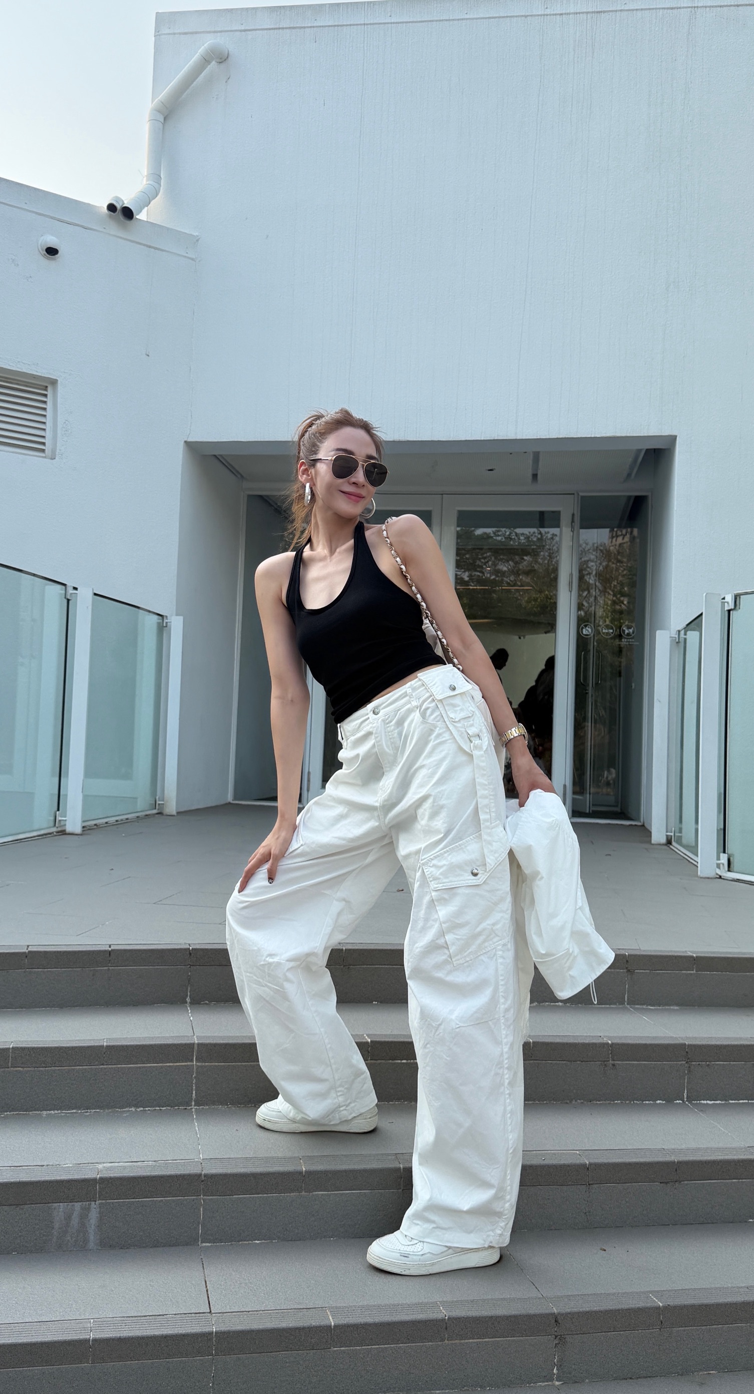 多功能口袋工裝寬褲