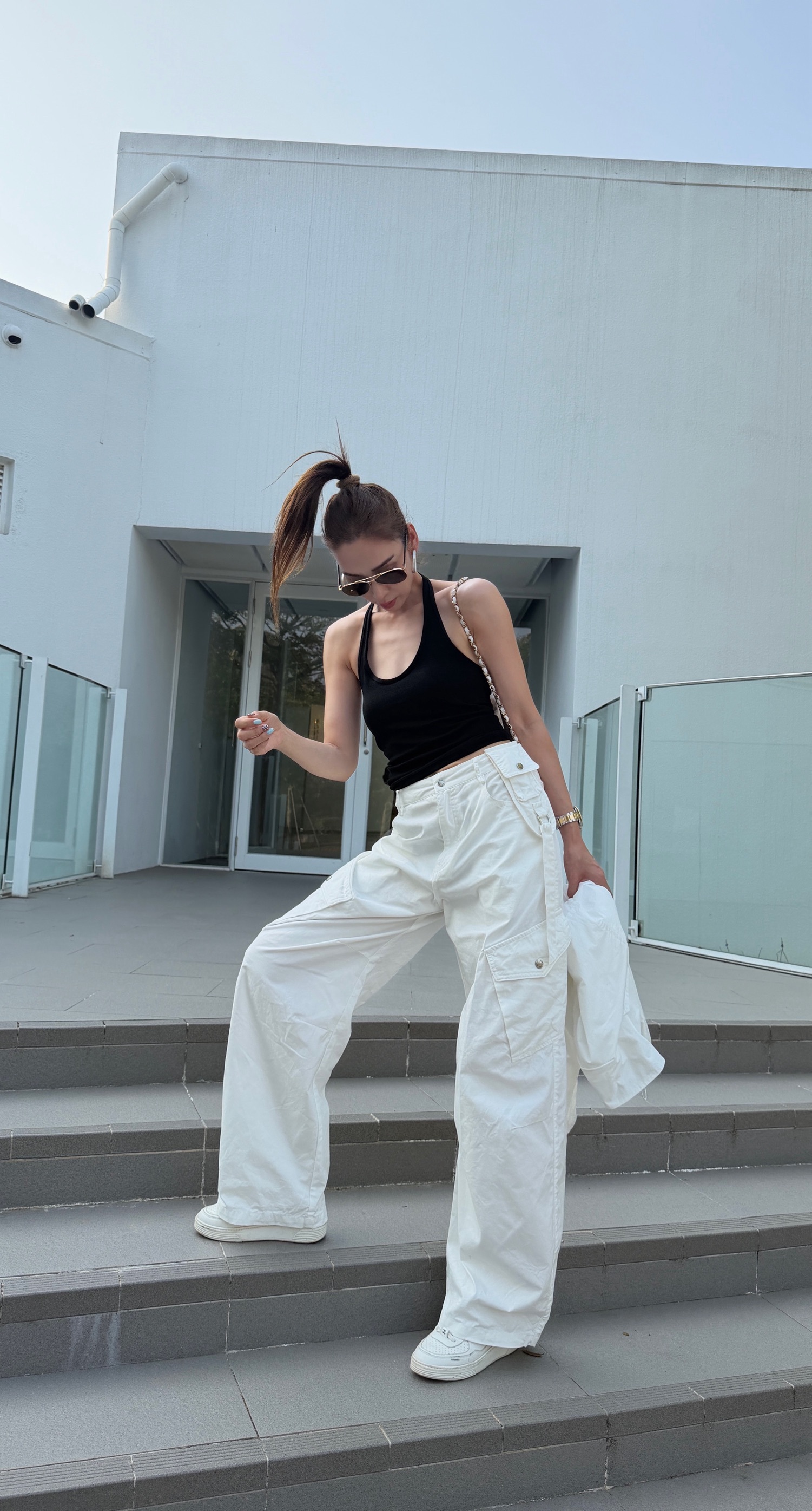 多功能口袋工裝寬褲