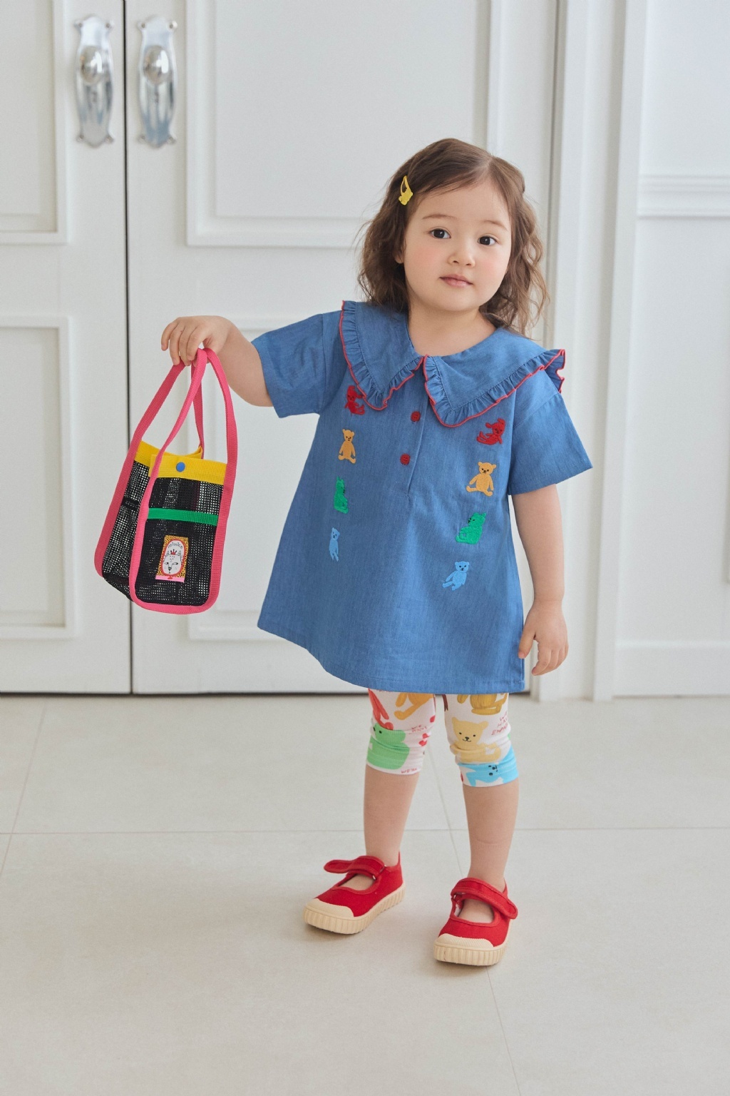 正韓夏mimico 彩色軟糖熊牛仔洋裝