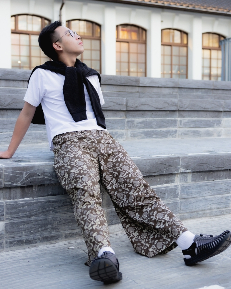 印度蓋染工藝純棉 長褲 - 木芙蓉