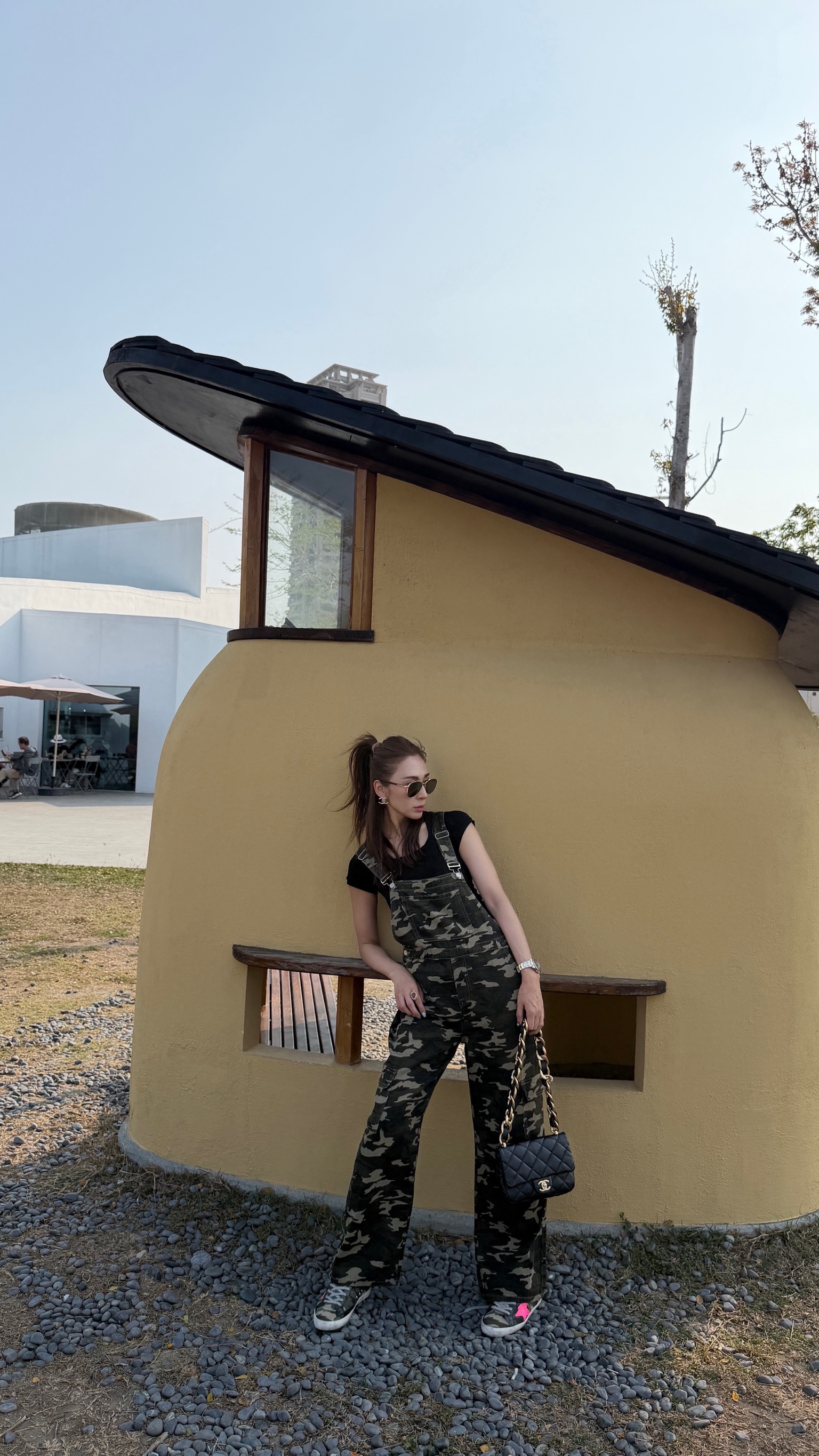 迷彩軟牛仔吊帶褲