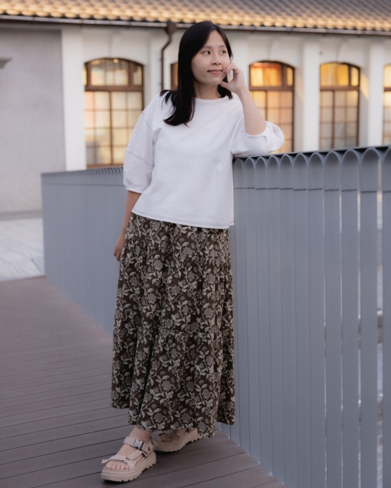 印度蓋染工藝純棉 蛋糕裙 - 木芙蓉