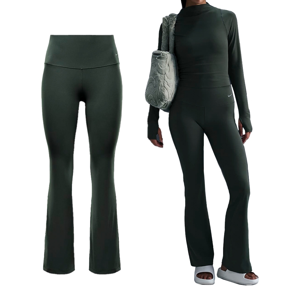 NIKE 長褲 Zenvy HR Flare 綠 訓練 喇叭褲 女 FV7922-338