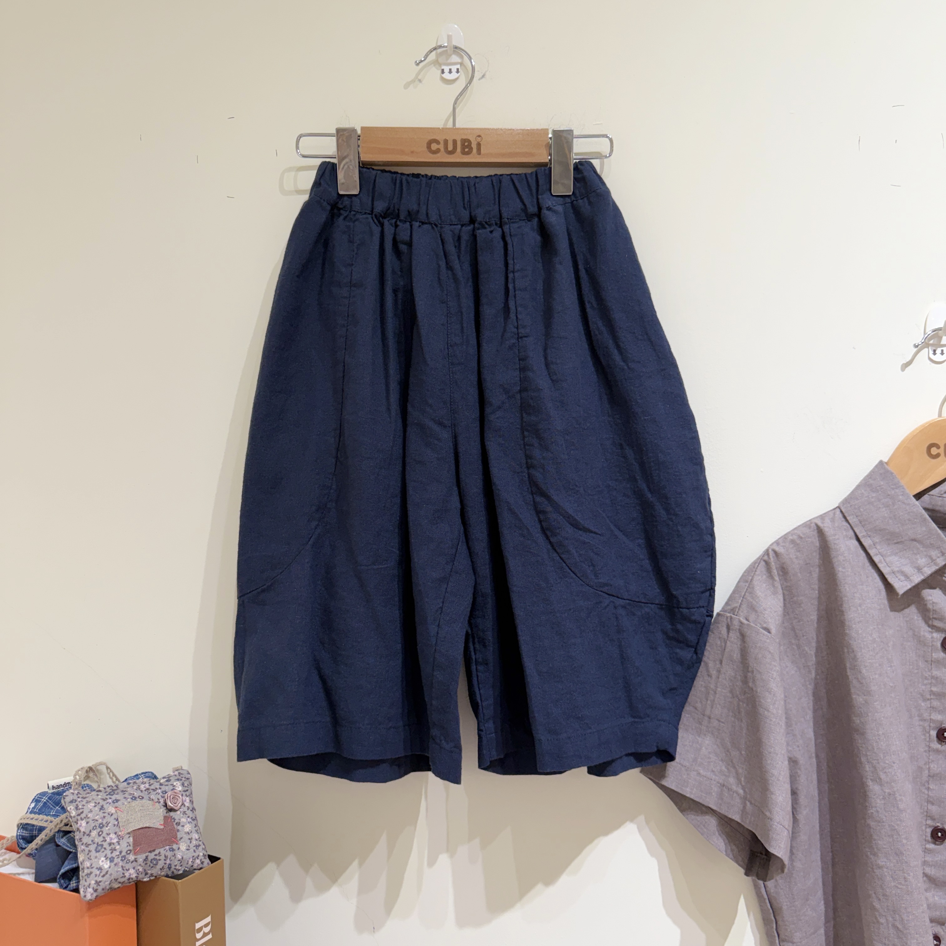 26夏 棉麻七分氣球褲－復古藍