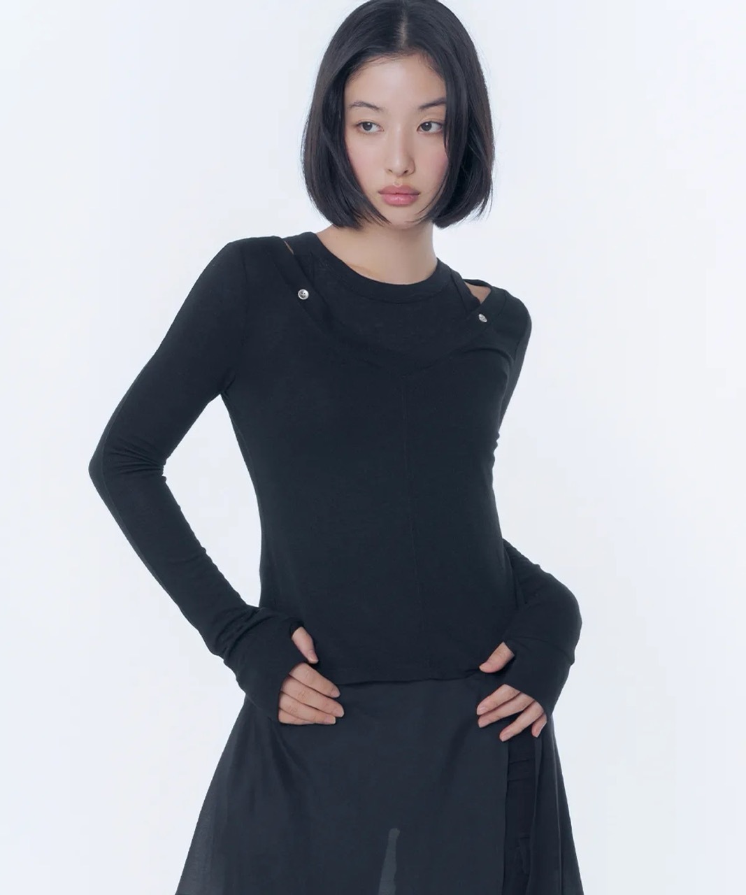 韓國限定🇰🇷 Miseki Seoul Layered line sheer long sleeve 兩件式 疉穿 2WAY 薄長袖 IVE Rei代言同款 直井怜 / 預購