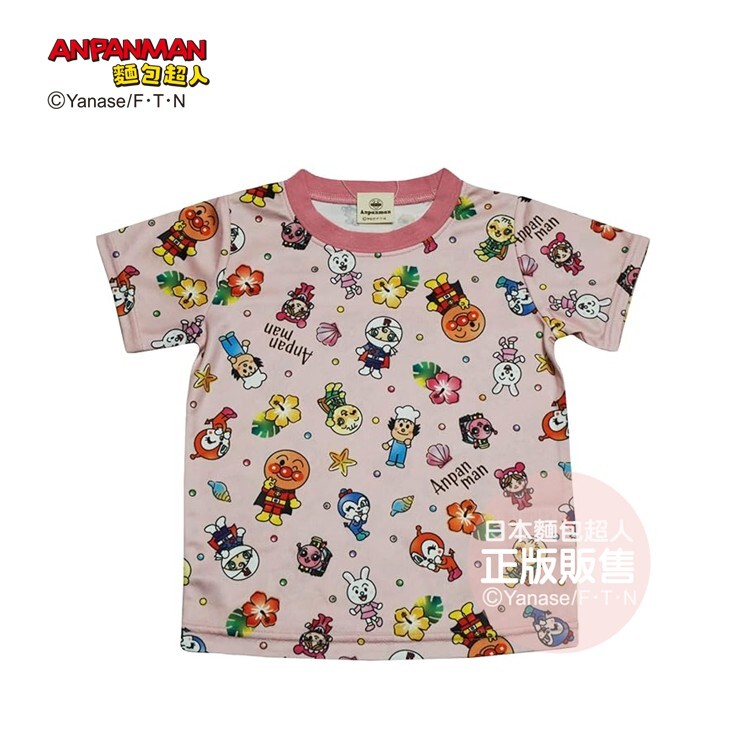 麵包超人 男孩 女孩角色大集合滿版短袖T-天空藍、海軍藍、粉色、桃粉 (80、90、100cm)