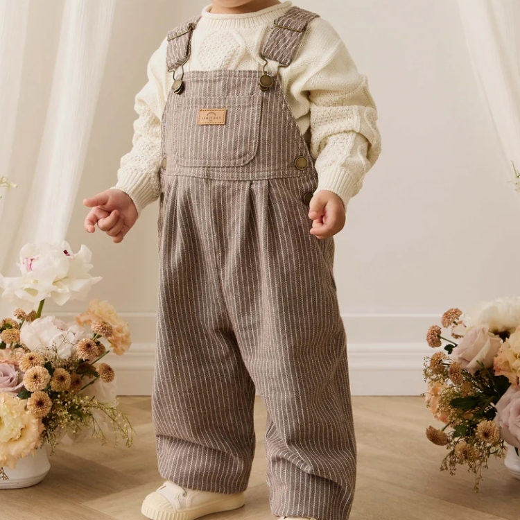 （預購）JAMIEKAY 條紋吊帶長褲 Blair Overall - Mini Pinstripe Cassava / Iroko