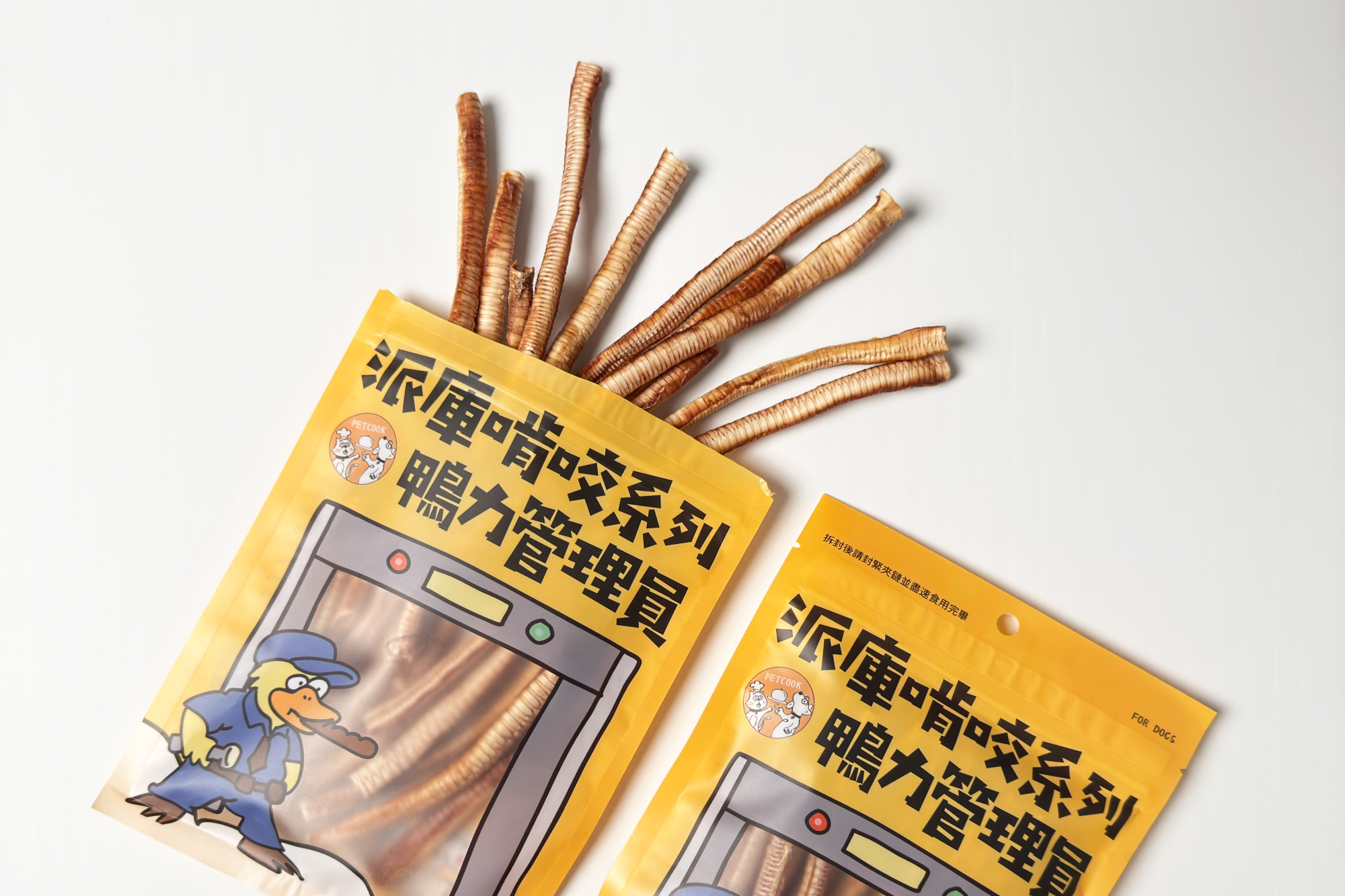 派庫廚房的鴨氣管是用低溫烘烤製成的天然狗狗零食