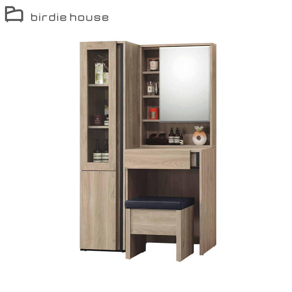 柏蒂家居-羅迪3.2尺鏡台/化妝桌/梳妝檯(化妝桌+立櫃+贈化妝椅)